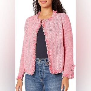 ZIG ZAG FRINGE MIX KNIT JACKET